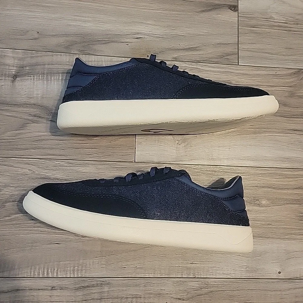 OluKai Puliki Vintage Indigo Suede Textile‎ Lace Up Casual Sneakers Men 8.5 NEW